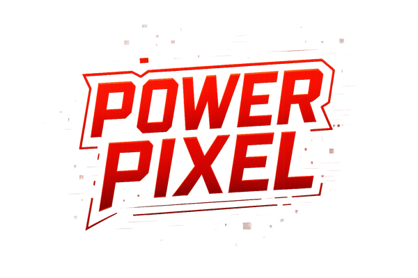 LOGO " POWER PIXEL " EN ROUGE, STYLE GAMER